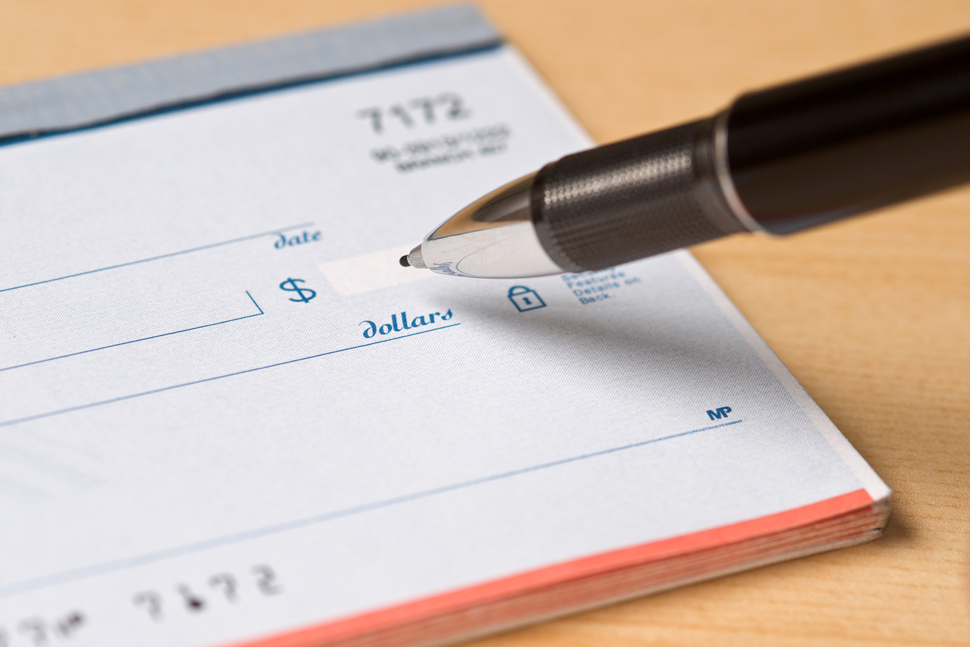 pen on a check