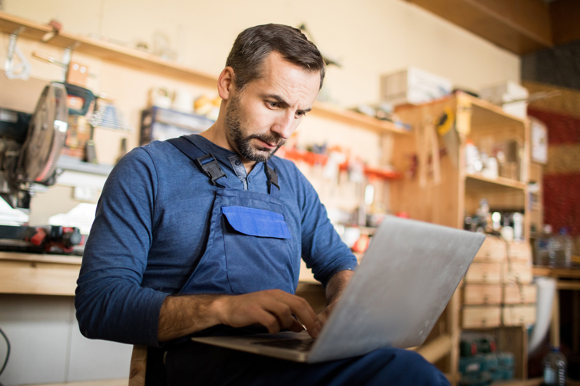 man on a computer